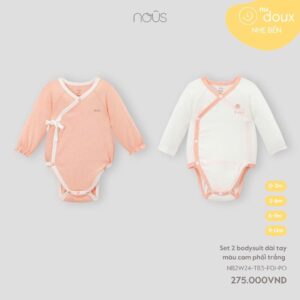 Set 2 Body Suit màu cam phối trắng
